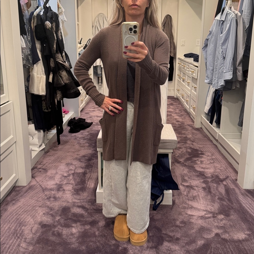 360 Cashmere Taupe Cardigan